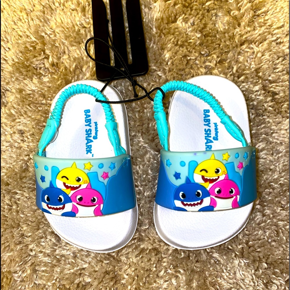 Baby shark slides , size 2 , new, never worn